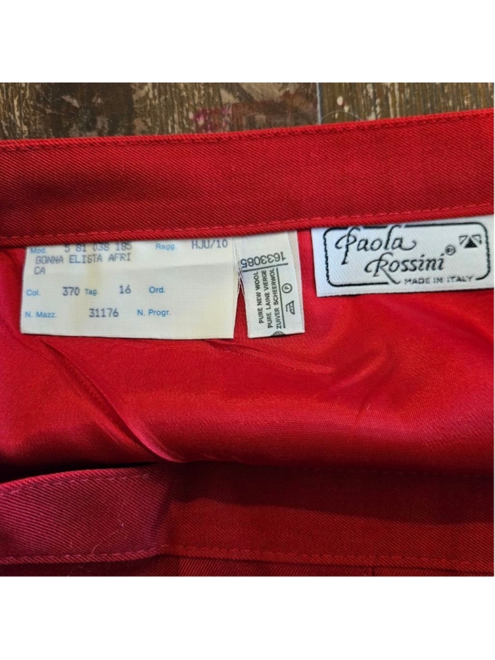 Women's Paola Rossini Red Pure New Wool Pleasted Midi Skirt Made in Italy 10 - Picture 3 of 15